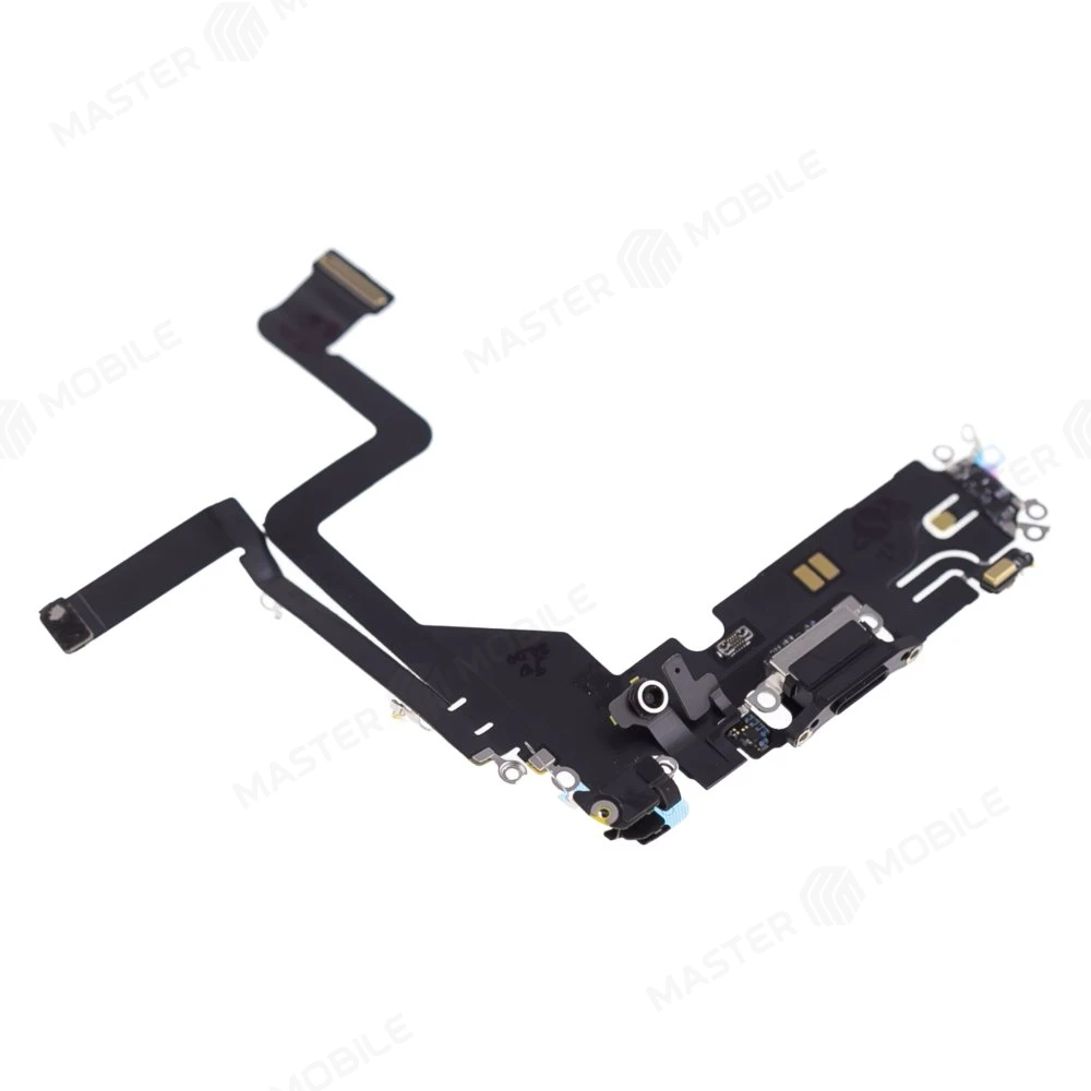 Шлейф для Apple iPhone 14 Pro с комп. + разъем зарядки + микрофон (черный) (ORIG100) фото №3