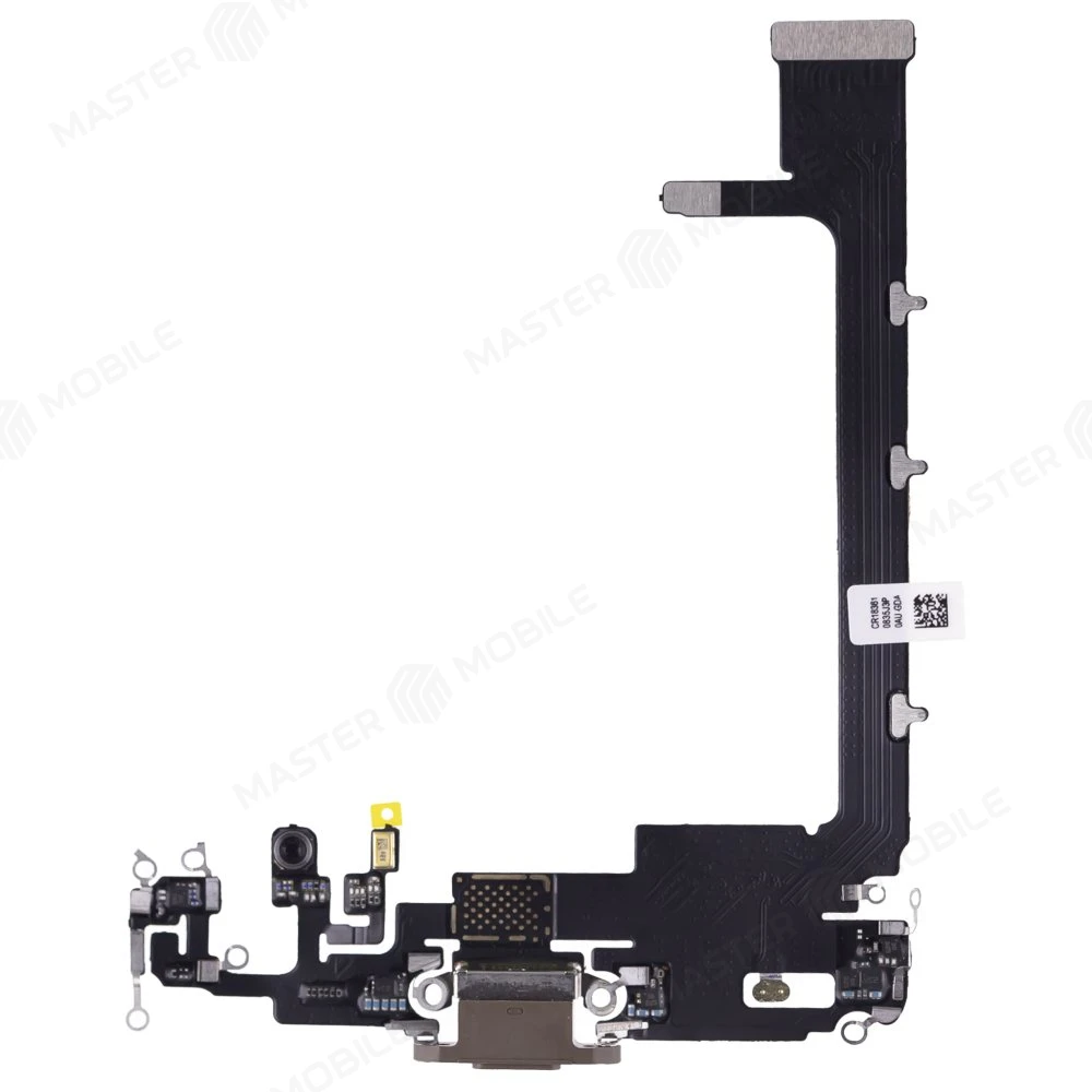 Шлейф для Apple iPhone 11 Pro Max с комп. + разъем зарядки + микрофон (золотистый)  фото №1