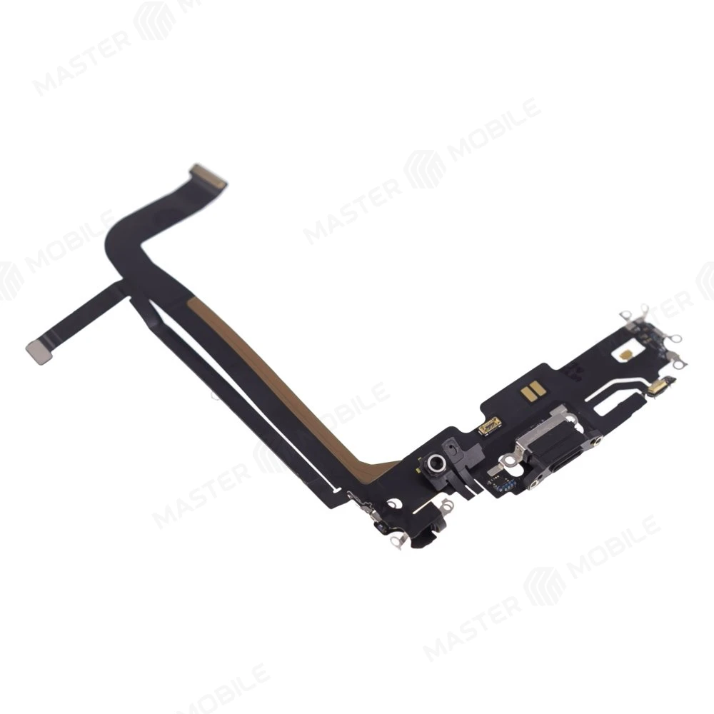 Шлейф для Apple iPhone 13 Pro Max с комп. + разъем зарядки + микрофон (черный) (ORIG100) фото №3