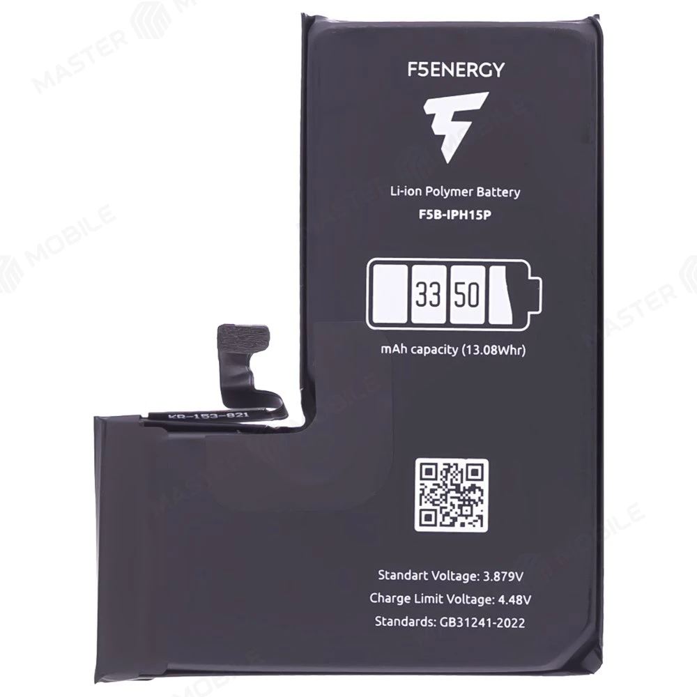 Аккумулятор для Apple iPhone 15 Pro (F5ENERGY) (усиленный) (3350 мАч) (SPECIAL EDITION) + двухсторонний скотч фото №1
