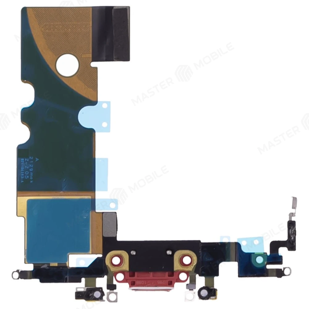 Шлейф для Apple iPhone SE 2020 с комп. + разъем зарядки + микрофон (красный) (ORIG100) фото №2