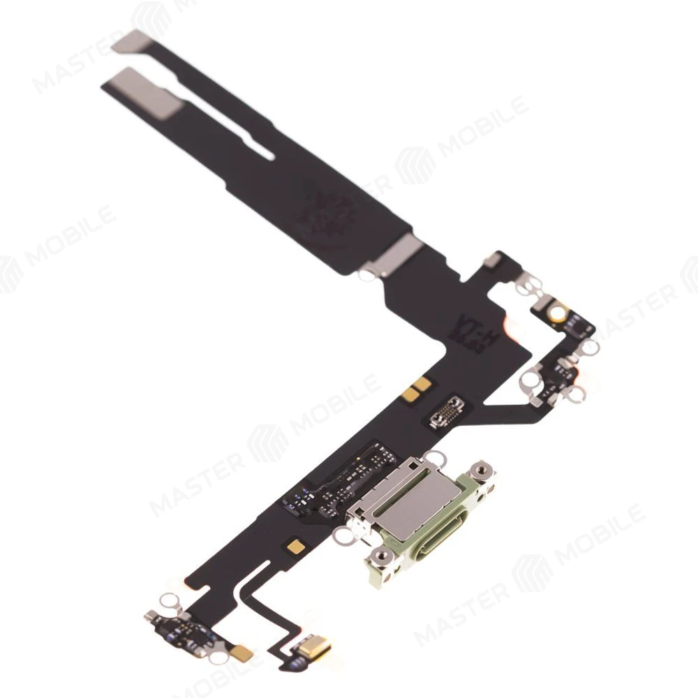 Шлейф для Apple iPhone 17 (SIM + eSIM) / iPhone 17 (eSIM) с комп. + разъем зарядки + микрофон (зеленый) (ORIG100) фото №3