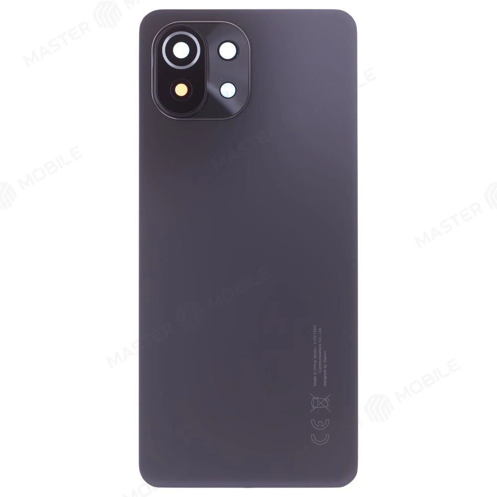 Задняя крышка для Xiaomi 11 Lite 5G NE (2109119DG) / Mi 11 Lite (M2101K9AG) / Mi 11 Lite 5G (M2101K9G) (черный) (в сборе со стеклом камеры (ORIG100)  фото №1