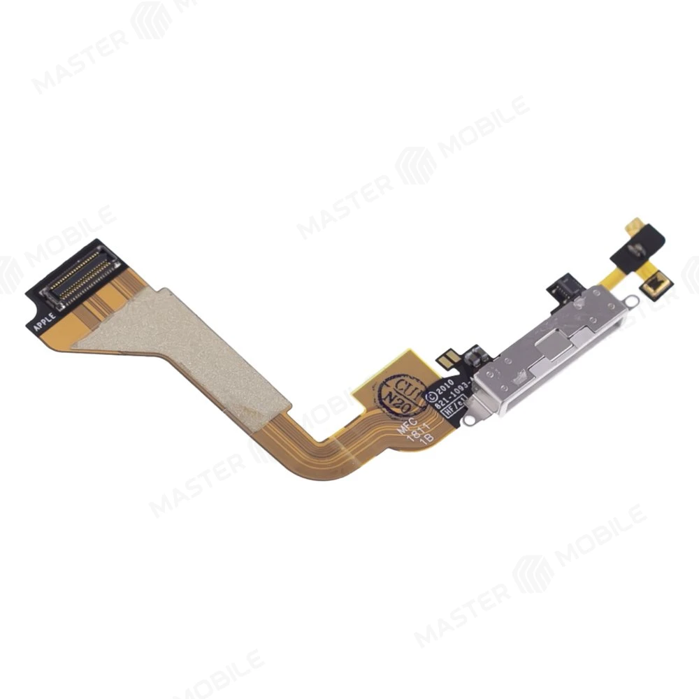 Шлейф для Apple iPhone 4 с комп. + разъем зарядки + микрофон (белый)  фото №3