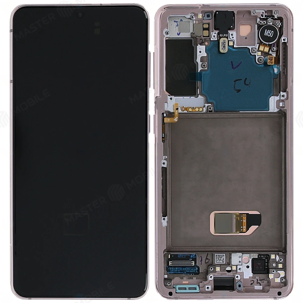 Дисплей для Samsung G991 Galaxy S21 + тачскрин (розовый) (в рамке) (ORIG100) (возможен дефект ЛКП) 