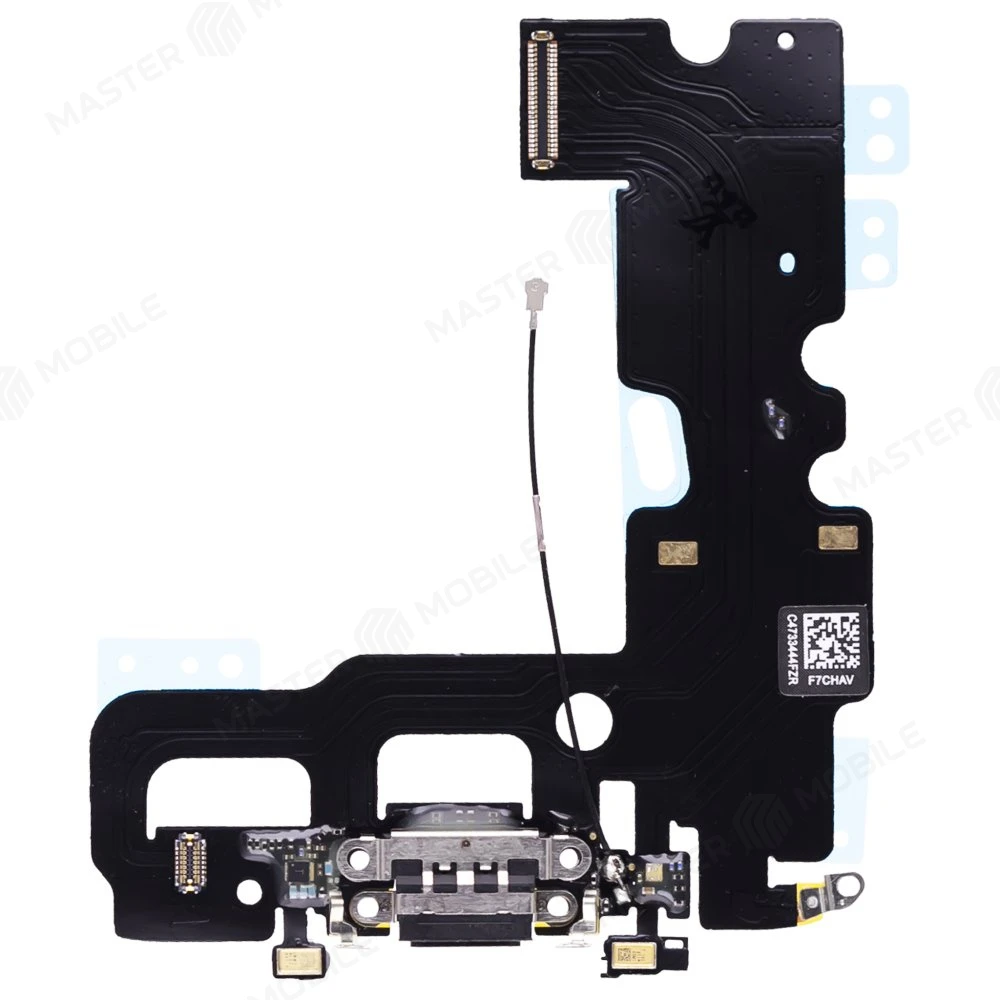 Шлейф для Apple iPhone 7 с комп. + разъем зарядки + микрофон (черный)  фото №1