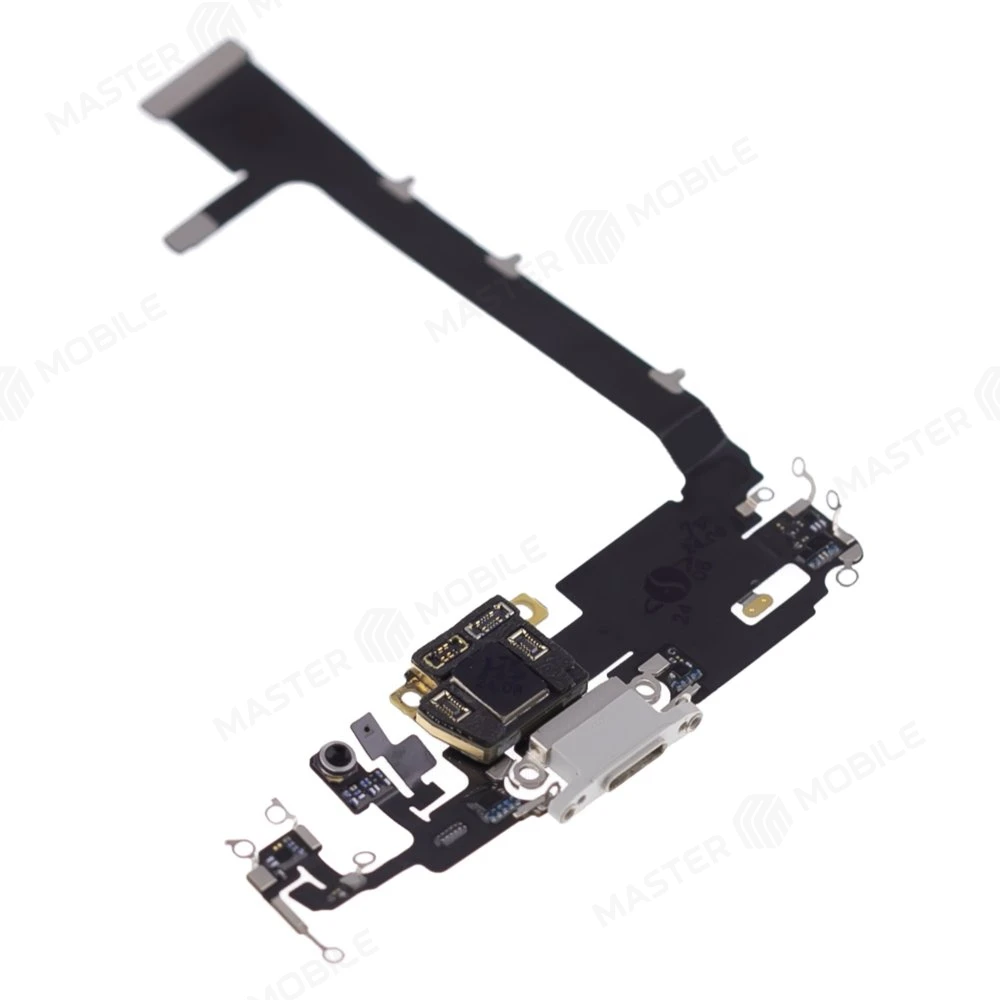 Шлейф для Apple iPhone 11 Pro Max с комп. + разъем зарядки + микрофон (белый) (ORIG100) фото №3