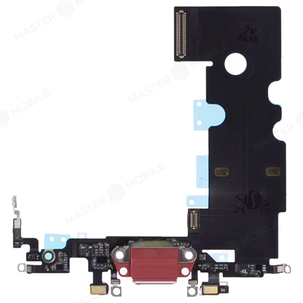 Шлейф для Apple iPhone SE 2020 с комп. + разъем зарядки + микрофон (красный) (ORIG100) фото №1