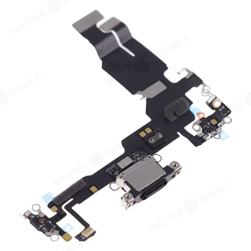 Шлейф для Apple iPhone 15 с комп. + разъем зарядки + микрофон (черный) (ORIG100) фото №3