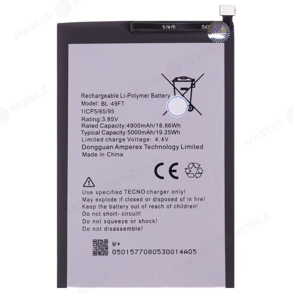 Аккумулятор для Tecno Spark 5 / Spark 6 GO (KE5) / Spark 5 Pro (KD7) / Camon 15 Air (CD6) / Spark 8C (KG5N) / Camon 15 (CD7) и др. (BL-49FT)  фото №1