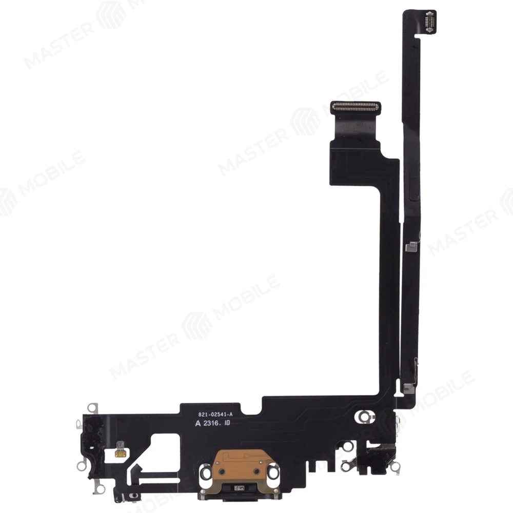 Шлейф для Apple iPhone 12 Pro Max с комп. + разъем зарядки + микрофон (черный) (ORIG100) фото №2