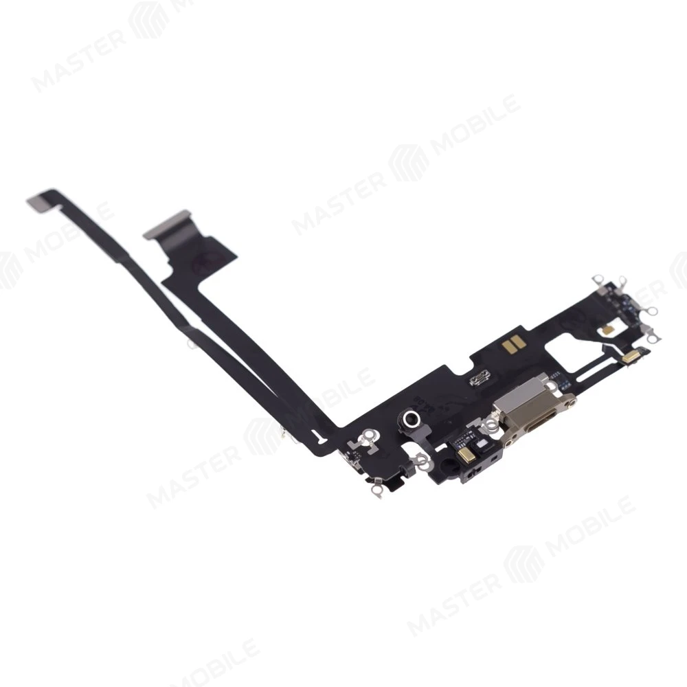 Шлейф для Apple iPhone 12 Pro Max с комп. + разъем зарядки + микрофон (золотистый) (ORIG100) фото №3