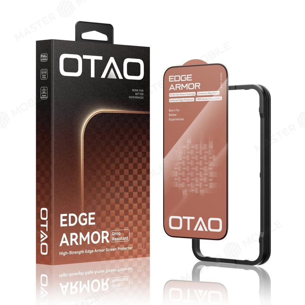 Защитное стекло OTAO Edge Armor для Apple iPhone 16 Pro Max (металлическая рамка) 