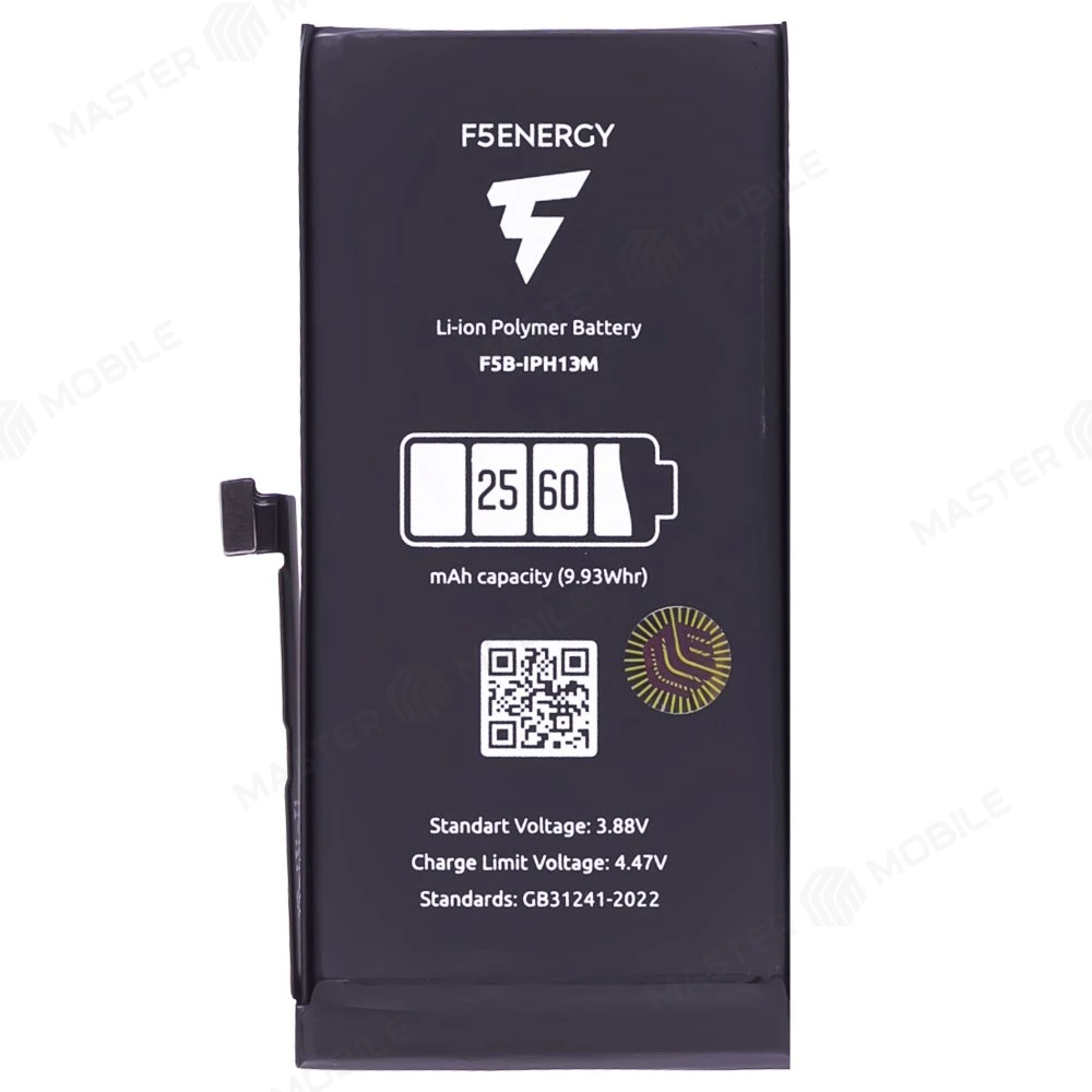 Аккумулятор для Apple iPhone 13 mini (F5ENERGY) (усиленный) (2560 мАч) (SPECIAL EDITION) + двухсторонний скотч фото №1