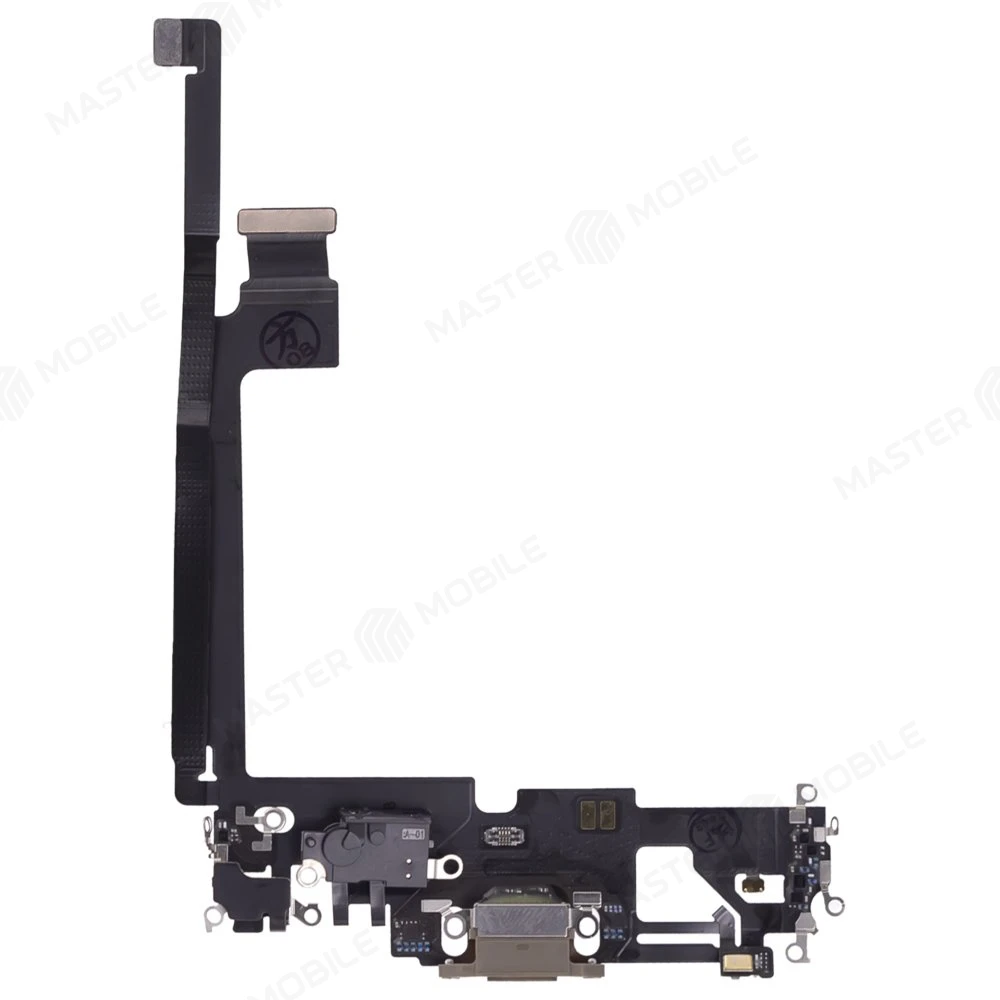 Шлейф для Apple iPhone 12 Pro Max с комп. + разъем зарядки + микрофон (золотистый) (ORIG100) фото №1