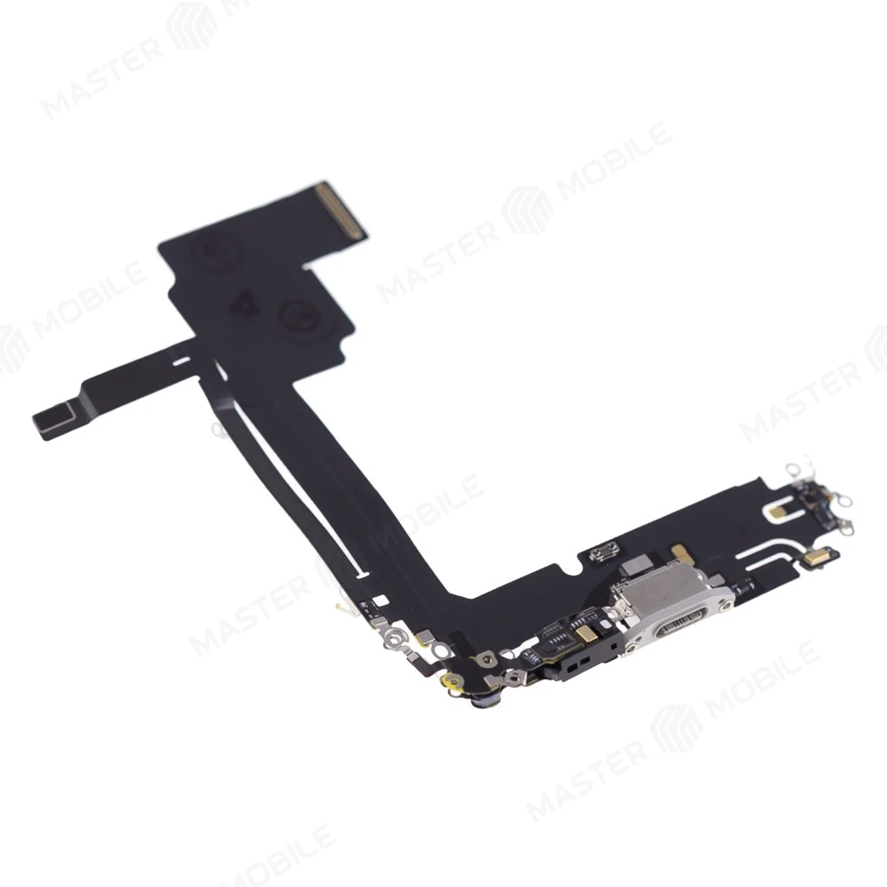 Шлейф для Apple iPhone 15 Pro Max с комп. + разъем зарядки + микрофон (белый) (ORIG100) фото №3