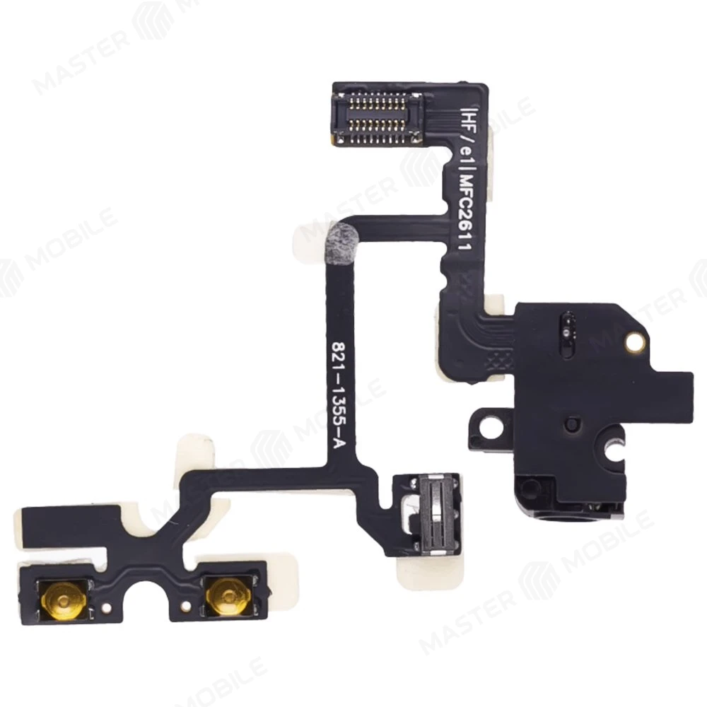 Шлейф для Apple iPhone 4 с комп. (на кнопки громкости) + разъем гарнитуры (черный)  фото №1