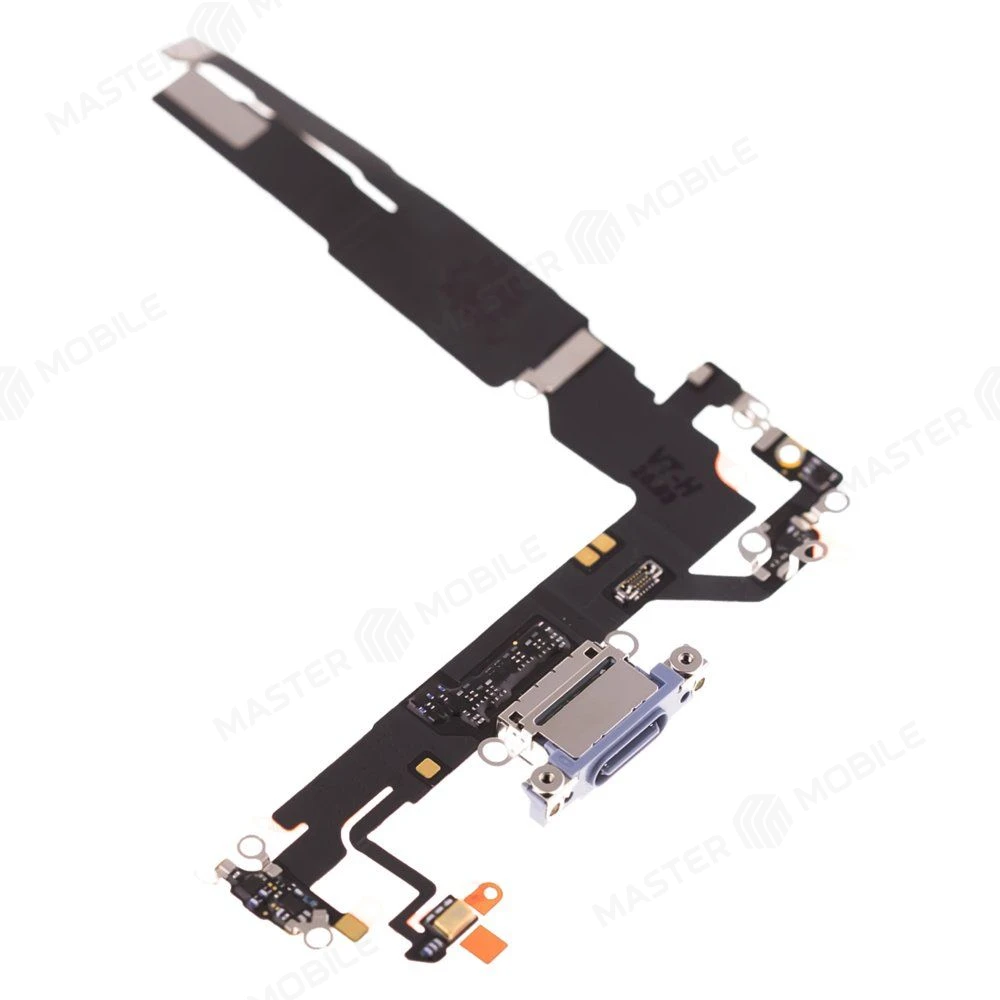 Шлейф для Apple iPhone 17 (SIM + eSIM) / iPhone 17 (eSIM) с комп. + разъем зарядки + микрофон (синий) (ORIG100) фото №3