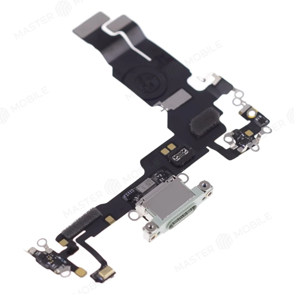 Шлейф для Apple iPhone 15 с комп. + разъем зарядки + микрофон (зеленый) (ORIG100) фото №3