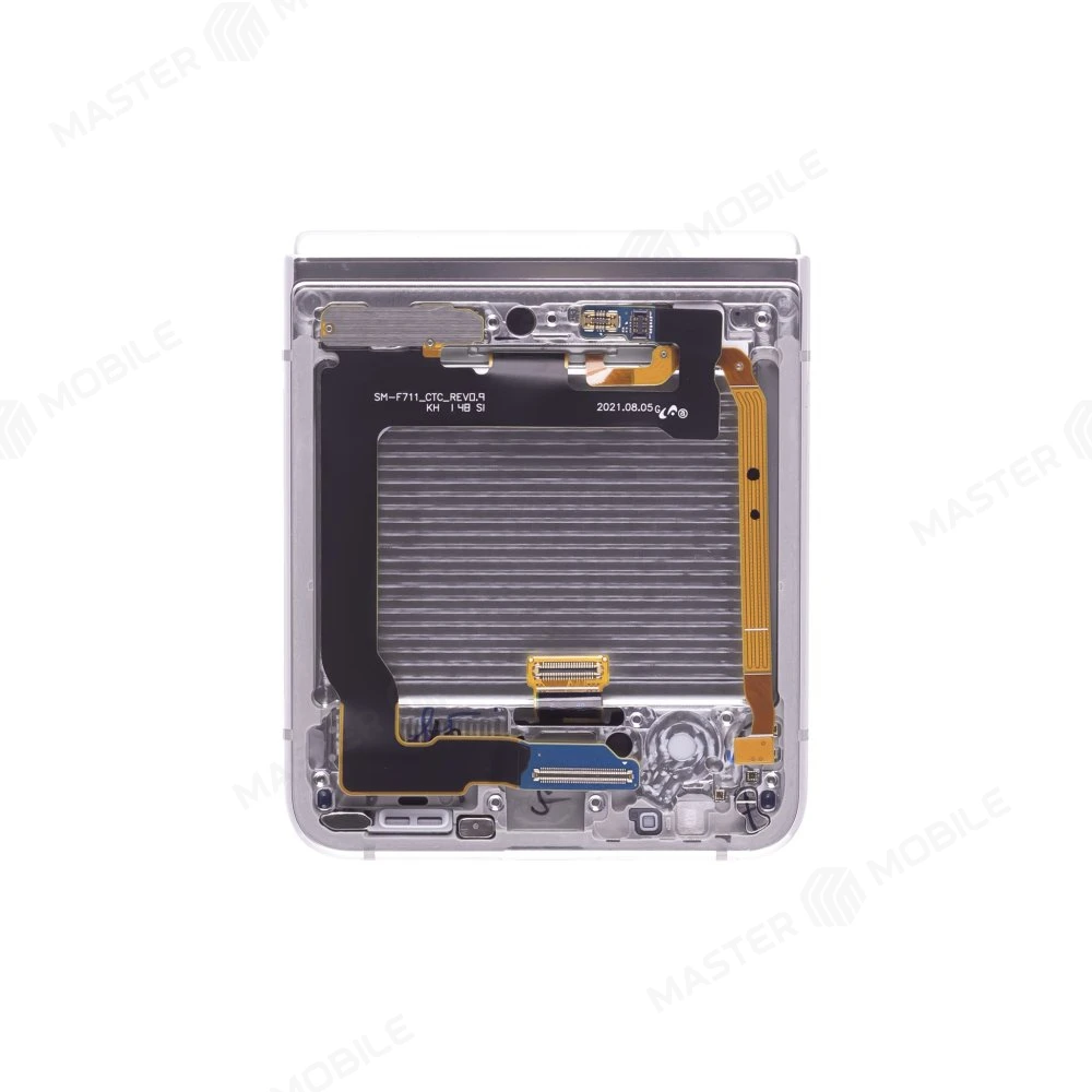 Дисплей для Samsung F711 Galaxy Z Flip 3 + тачскрин (внутренний) (серебристый) (в рамке) (ORIG100) (возможен дефект ЛКП) фото №4